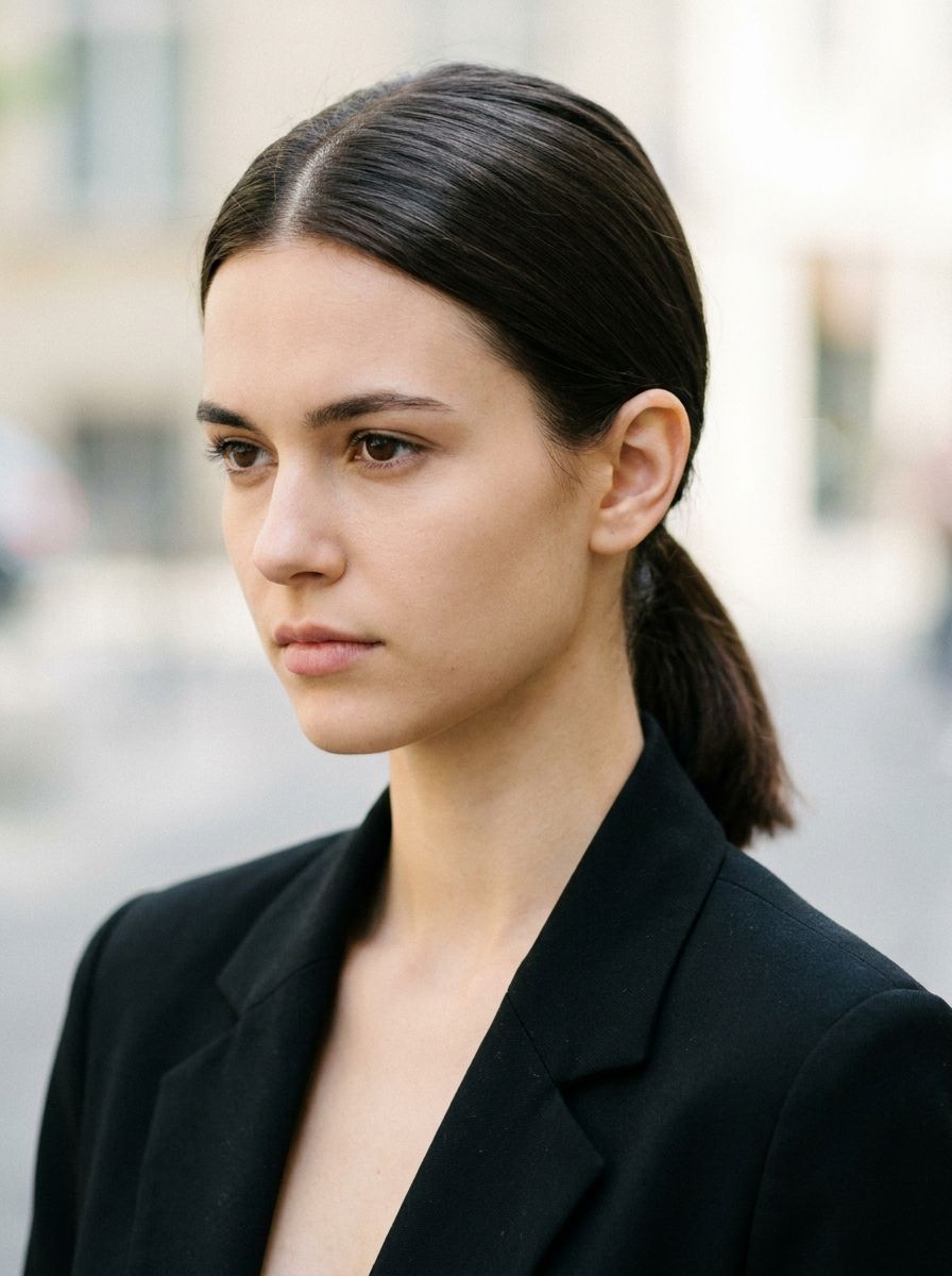 Sleek Low Ponytail - Abschlussball Frisuren mittellang